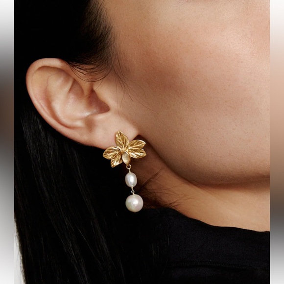 Chan Luu Jewelry - NWT $215 Chan Luu Sylve 18k GP Citrine Flower Pearl Drop Earrings ~ Boho Chic 🌺